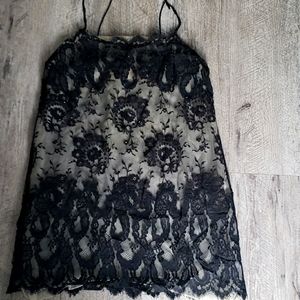 VICTORIA SECRET Black lace , with beads. Lined with sheer creme fabric.